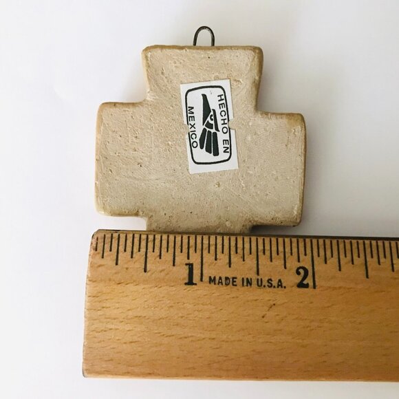 Small Hecho En Mexico Ceramic Cross Spring Tulip Orange Handmade 3" Wall Decor - Picture 6 of 6